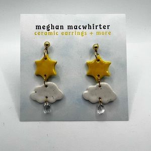 Meghan Macwhirter ceramic cloud and star earrings